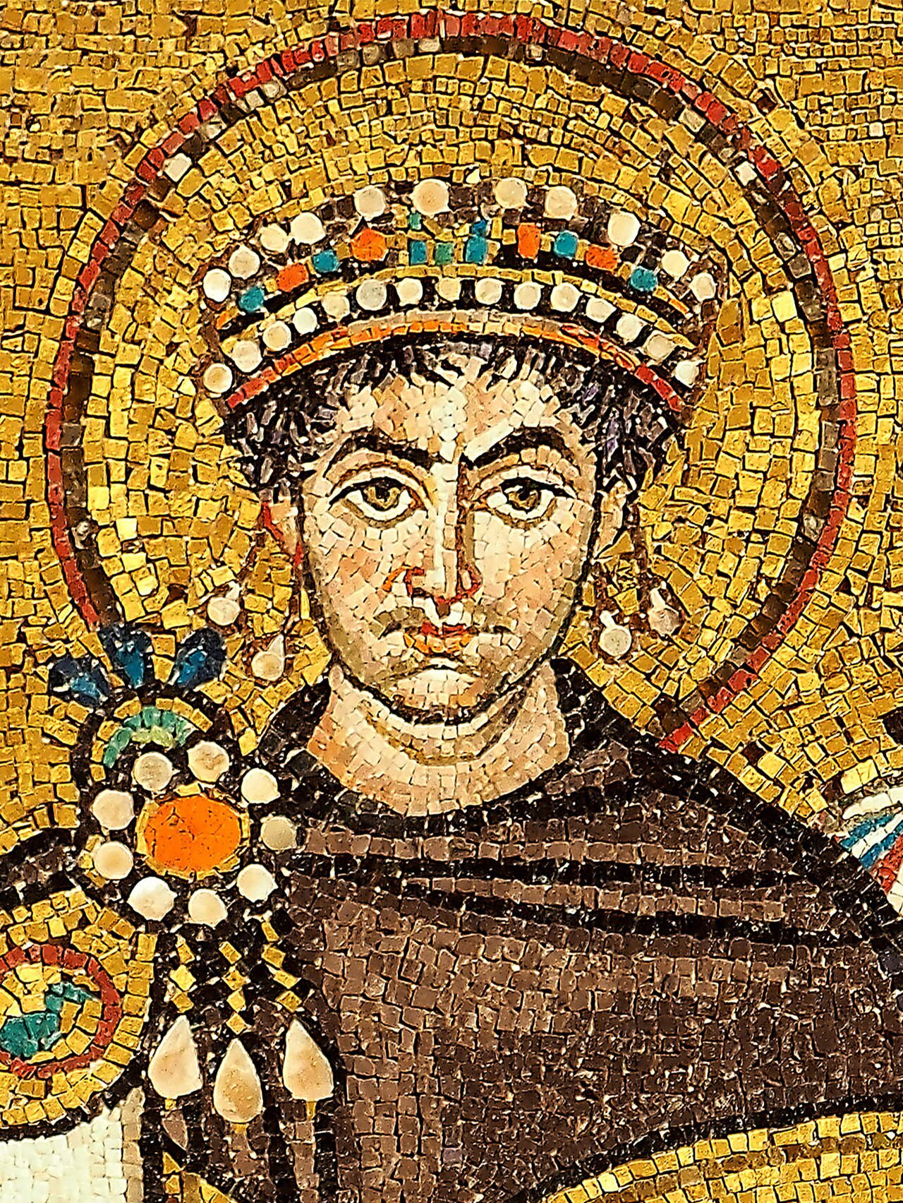 L'empereur Justinien et sa cour, mosaïque de la basilique Saint-Vital de Ravenne