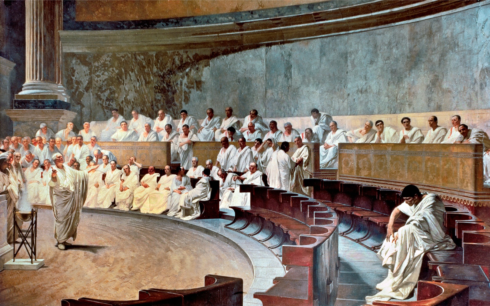 Cicéron dénonce Catilina devant le Sénat romain, fresque de Cesare Maccari