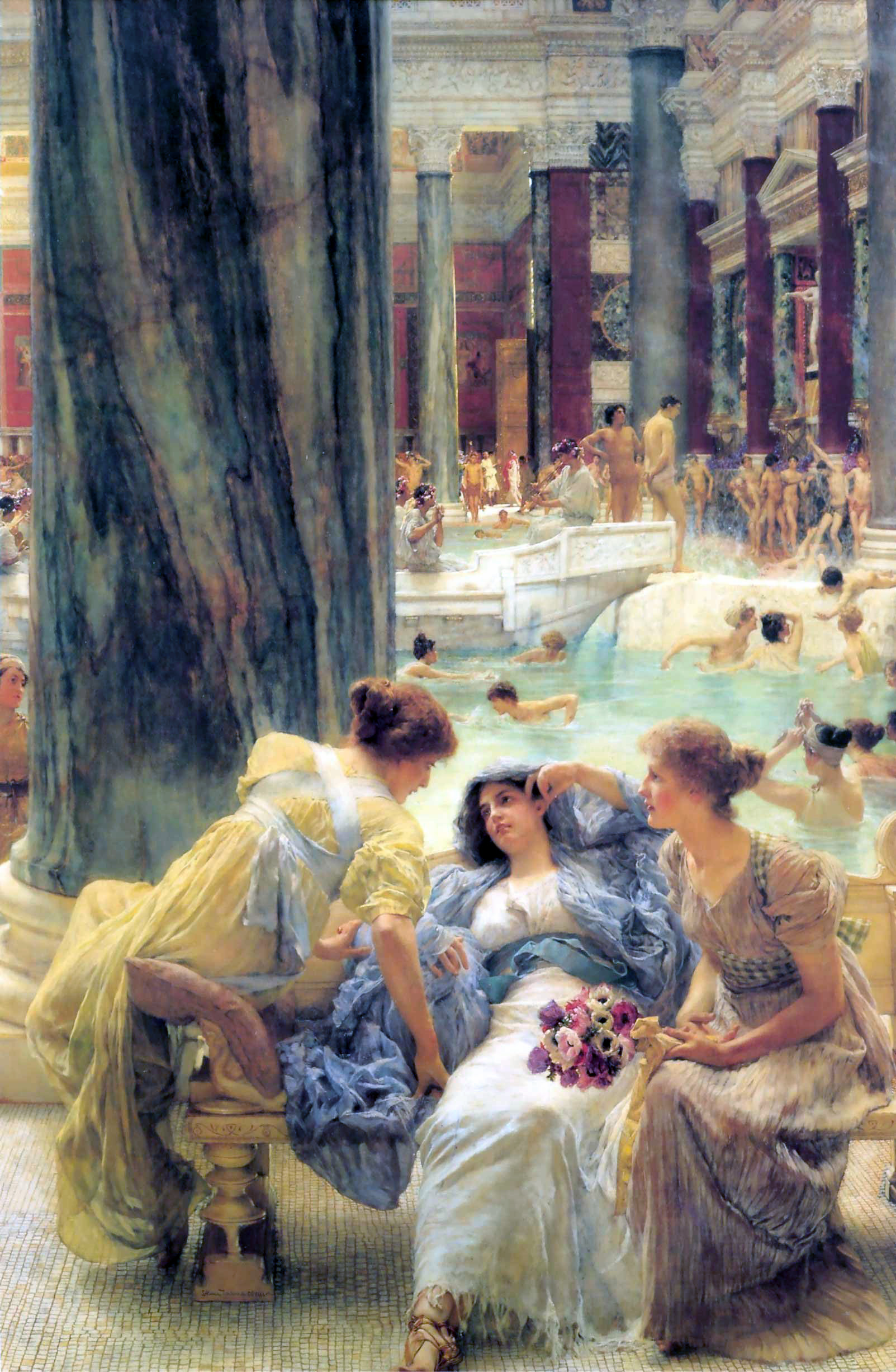 Les thermes de Caracalla imaginés par le peintre Lawrence Alma-Tadema en 1899