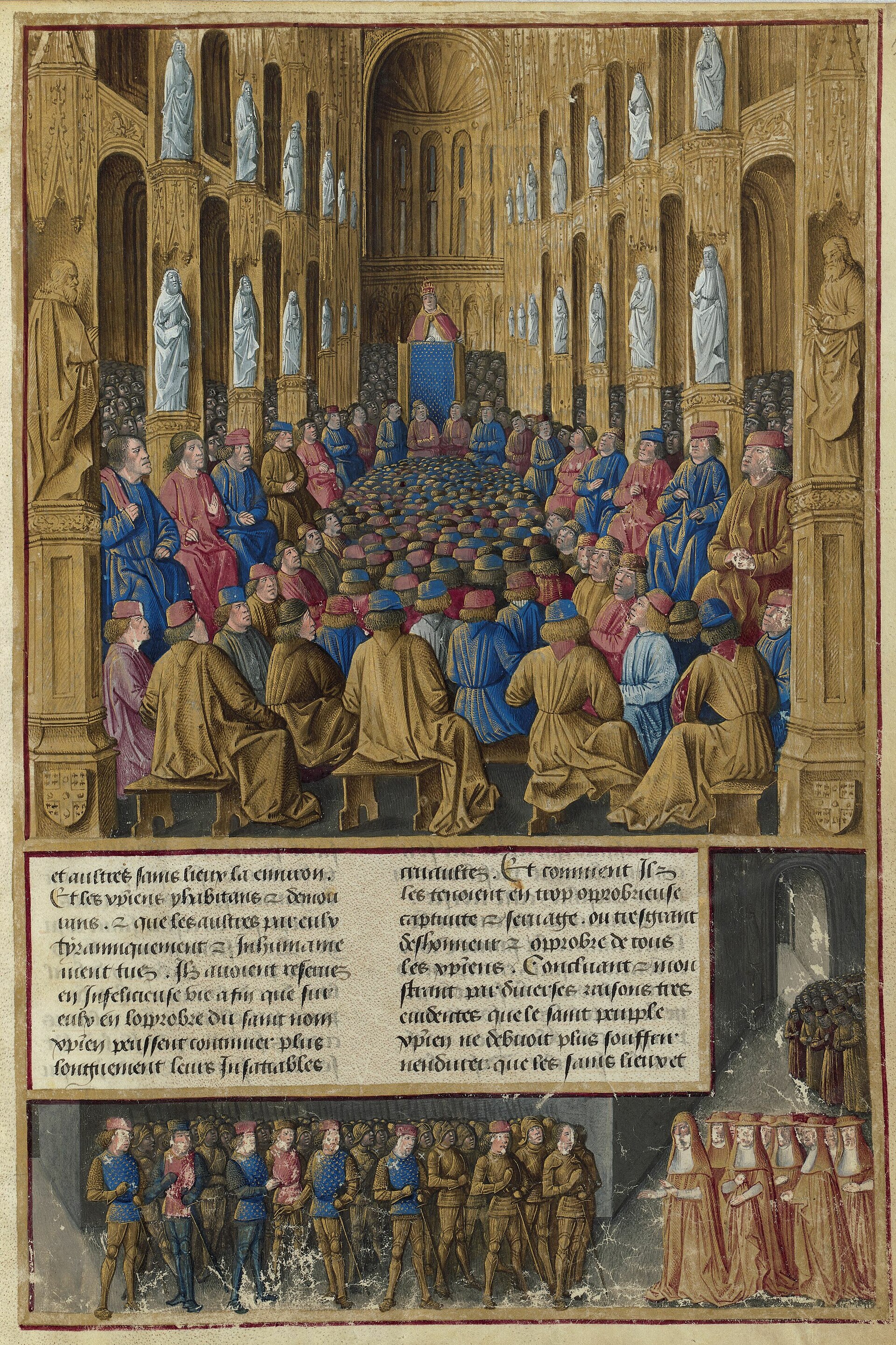 Le pape Urbain II prêche la croisade au concile de Clermont, miniature du Livre des Passages d'Outre-mer