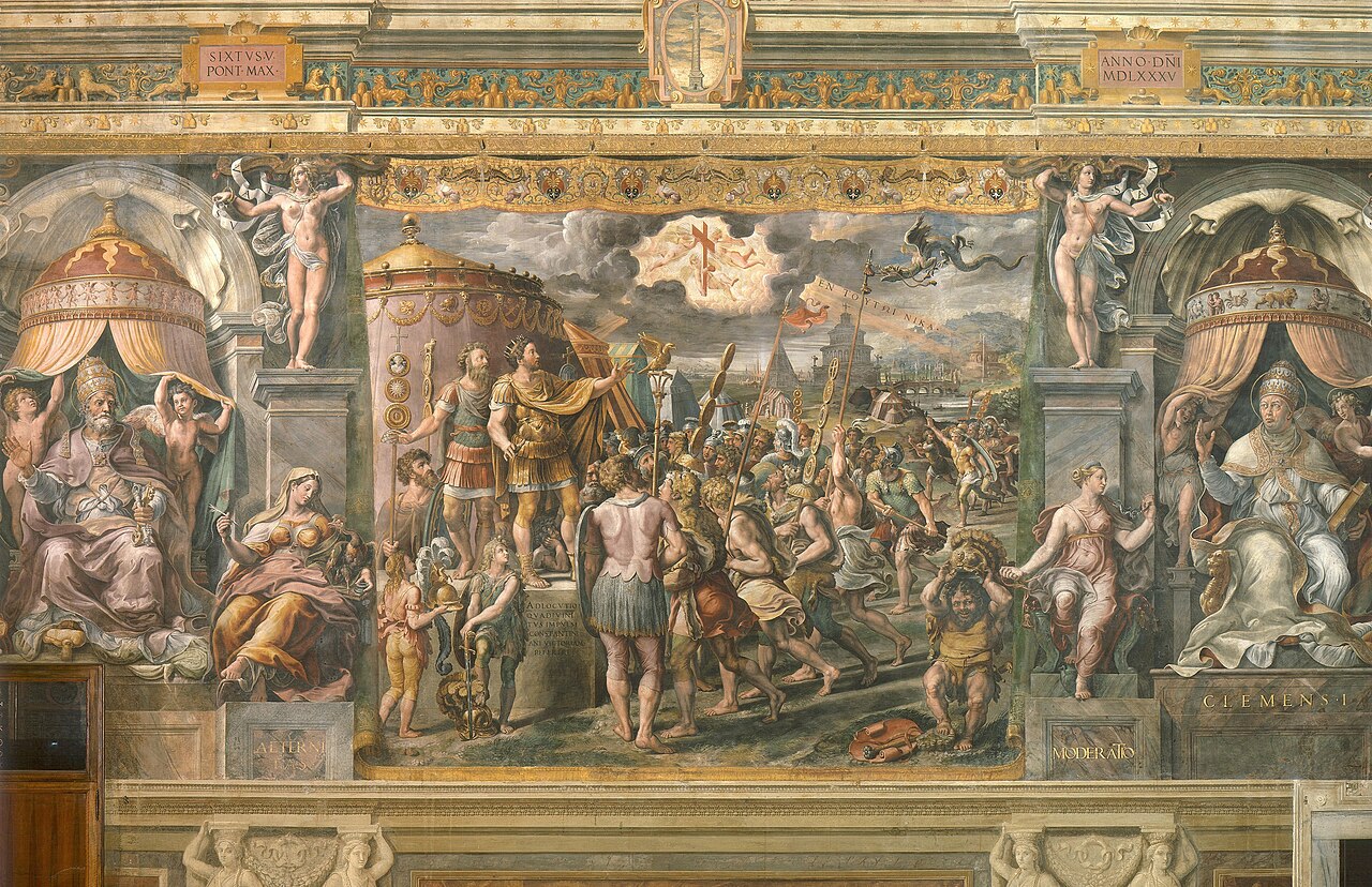 La vision de la croix de Constantin, fresque de l'atelier de Raphaël