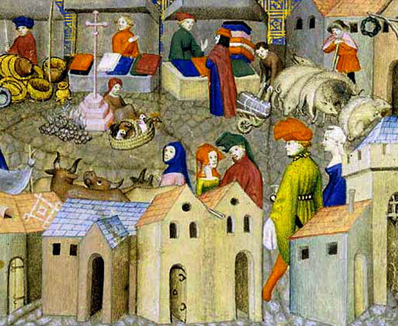 Une scène de foire vers 1400, miniature conservée à la Bibliothèque nationale de France