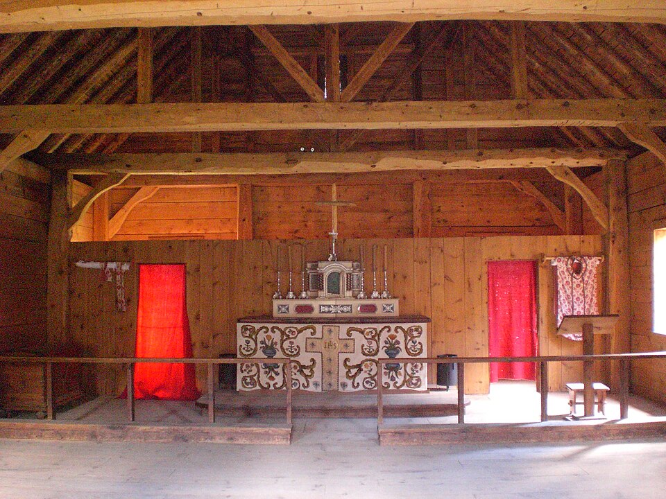 La chapelle de la mission jésuite de Sainte-Marie-au-pays-des-Hurons, reconstituée aujourd'hui
