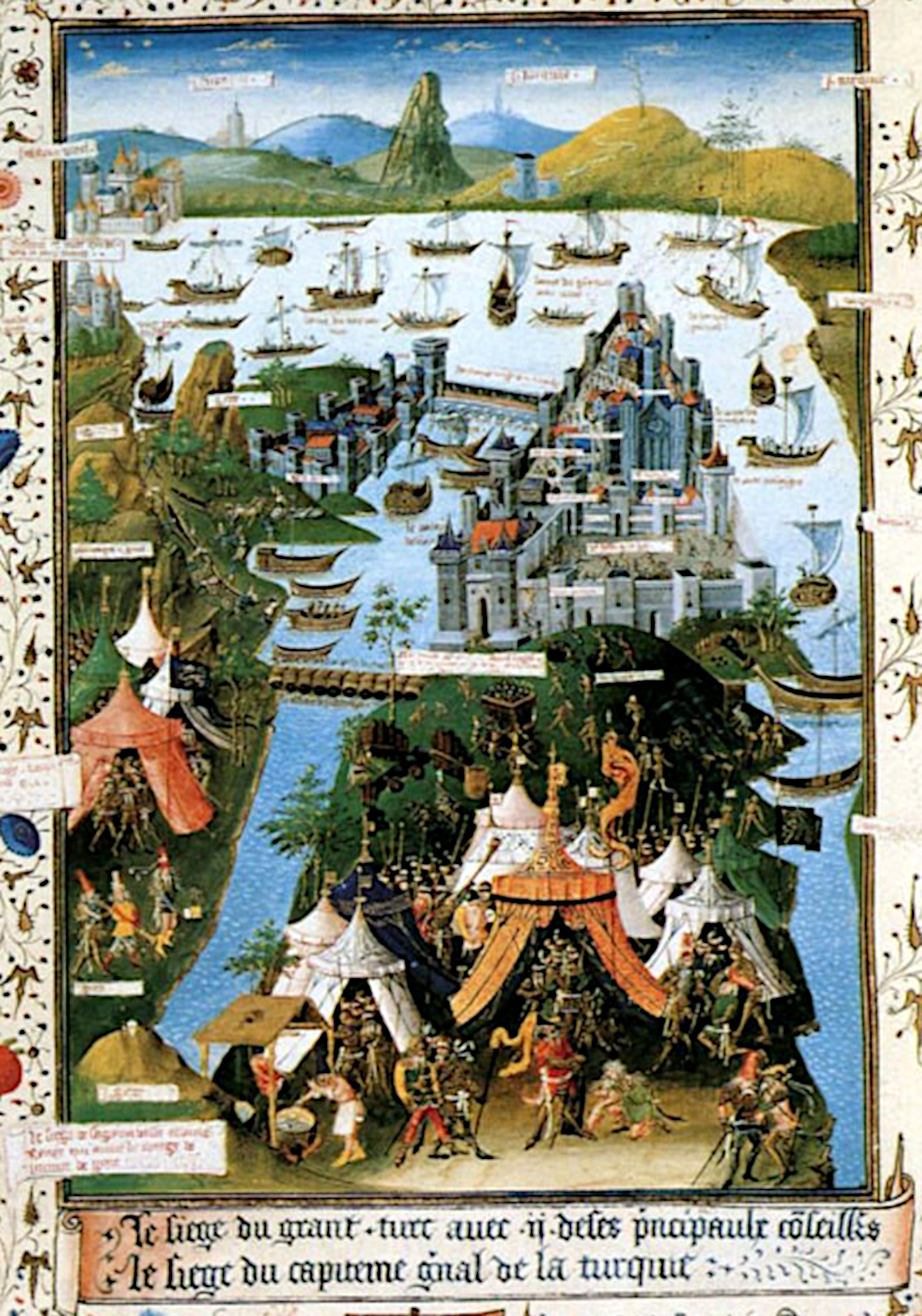 Le siège de Constantinople, miniature de Jean Le Tavernier (1455)