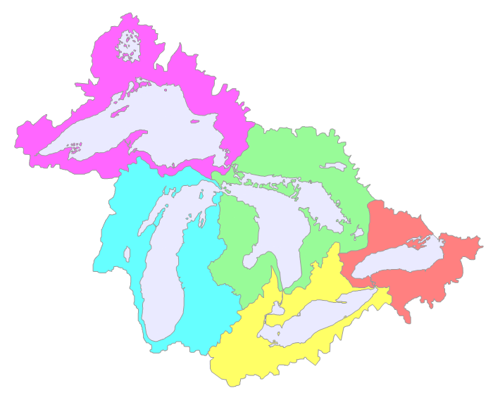 Les sous-bassins du bassin des Grands Lacs