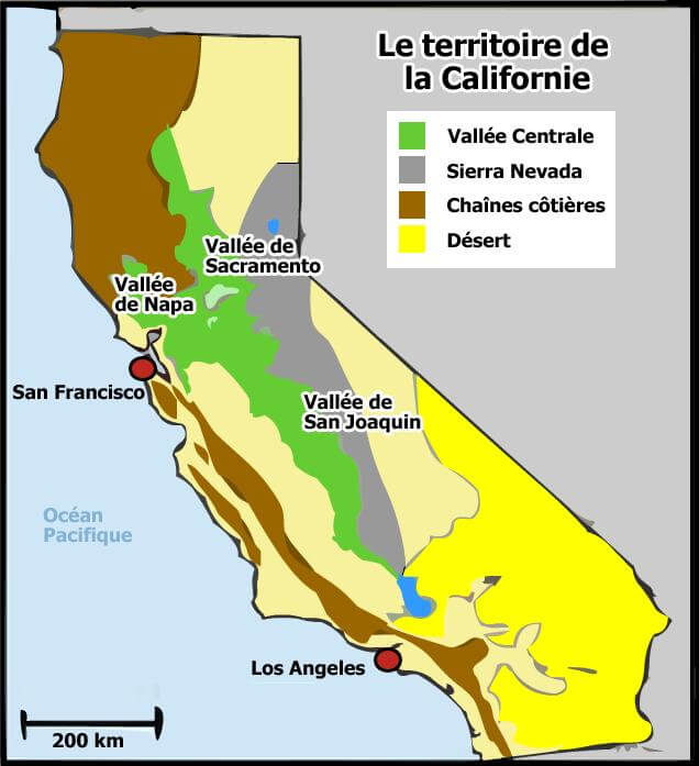 Les principales régions agricoles de la Californie