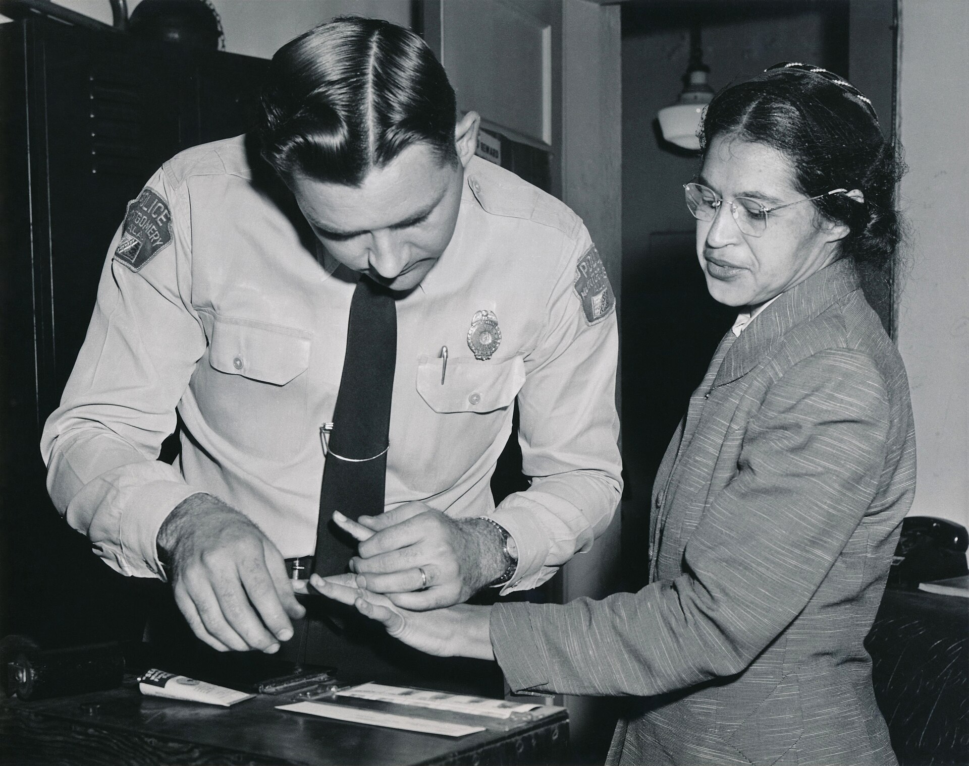 Rosa Parks lors de sa mise en accusation, le 22 février 1956