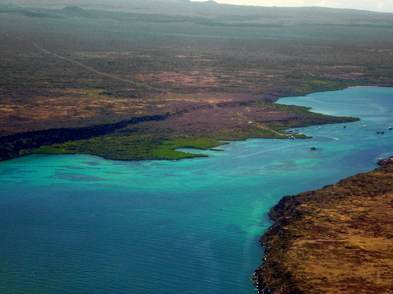 L'île Santa Cruz vue d'avion